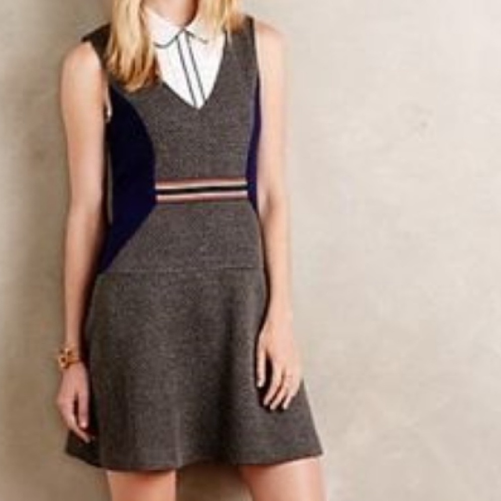 Anthropologie maeve colorblock grey textured dress